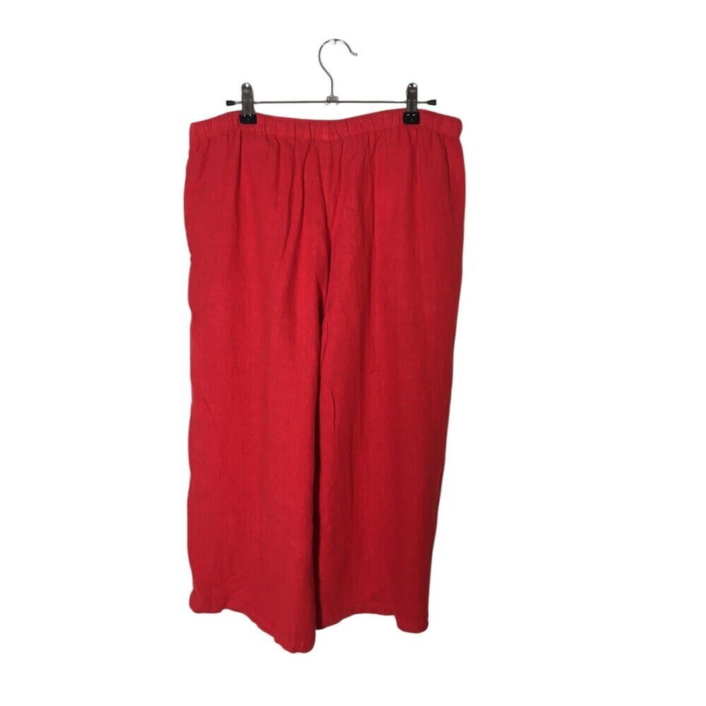 Focus Pants Women's Size Small Red Drawstring 100% Linen